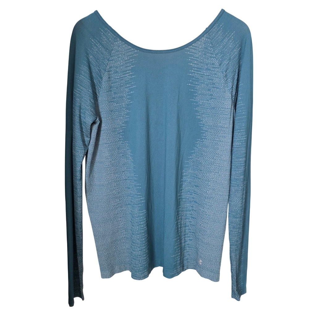 Under Armour HeatGear Loose Fit Long Sleeve Scoop Back Top Teal Blue Large